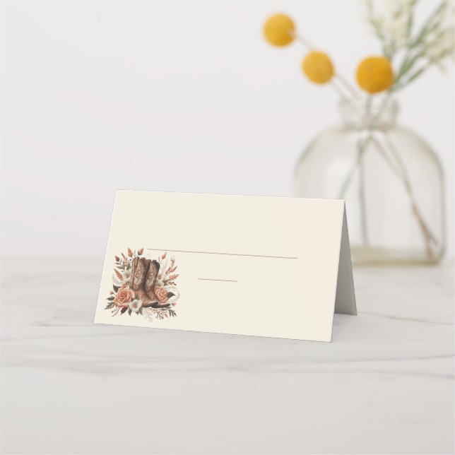 Modern Elegant Country Western- Flowers Place Card (Back)