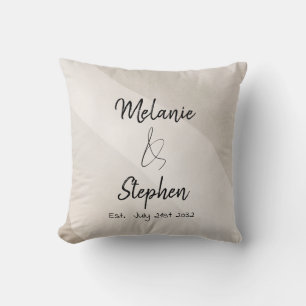 Modern Elegant Couple Names Script Neutral Throw Pillow