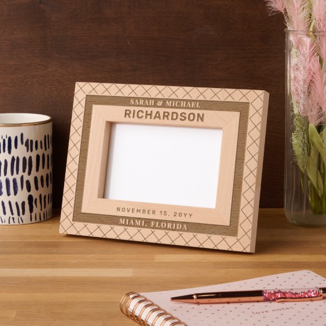 Modern Elegant Couple Wedding Personalized Gifts Etched Frames (Left)