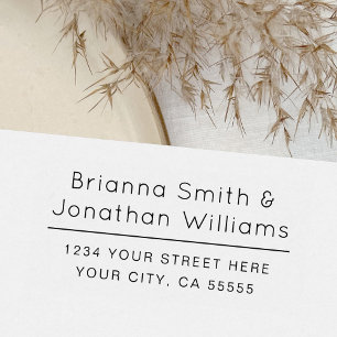 Modern elegant couple's names return address rubber stamp