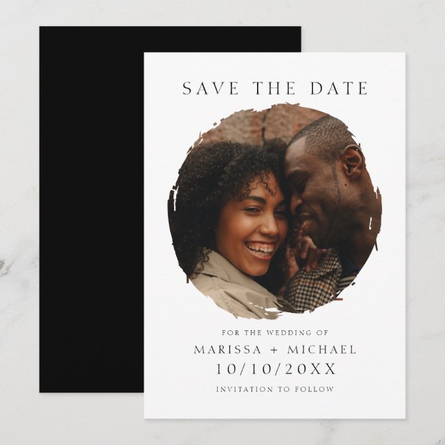 Modern Elegant Couple's Photo Wedding Save The Date (Front/Back)