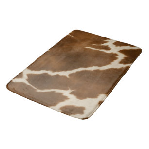 Modern Elegant Cow Faux Leather Collection Bath Mat