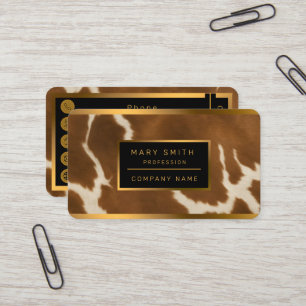Modern Elegant Cow Faux Leather Collection Business Card