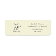 Modern Elegant Cream 18th Birthday Party Address