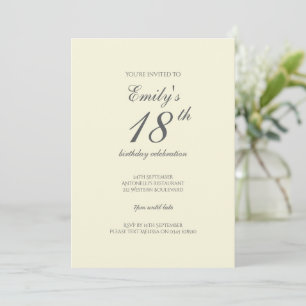 Modern Elegant Cream 18th Birthday Party Invitation