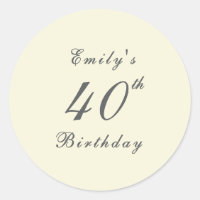 Modern Elegant Cream 40th Birthday Party