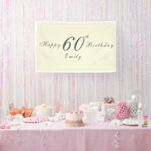 Modern Elegant Cream 60th Birthday Party Banner