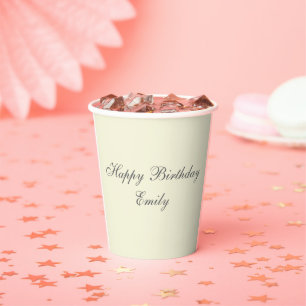 Modern Elegant Cream Birthday Party Paper Cups