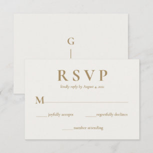 Modern Elegant Cream Gold Wedding RSVP Card
