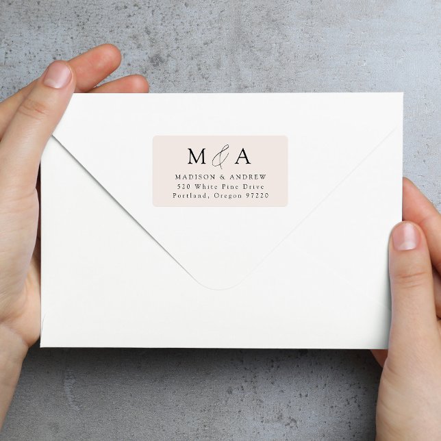 Modern Elegant Cream Monogram Return Address Label (Creator Uploaded)