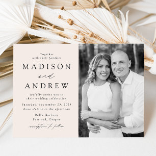 Modern Elegant Cream Photo Wedding Invitation