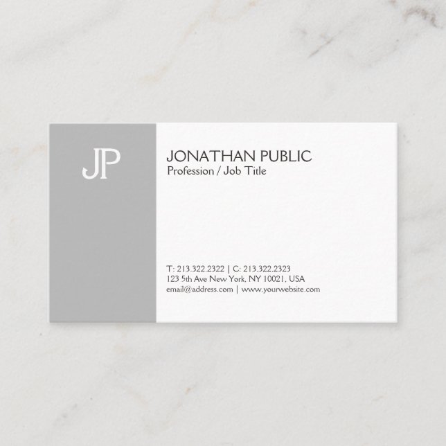 Modern Elegant Creative Monogram Clean Plain Business Card (Front)