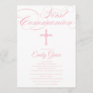 Modern Elegant Cross Communion Invite for Girls