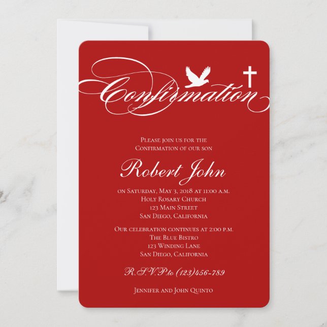 Modern Elegant Cross Confirmation Invitation (Front)