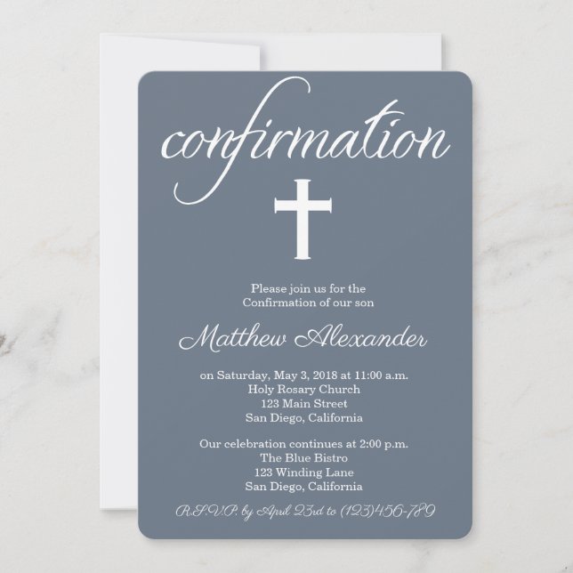 Modern Elegant Cross Confirmation Invitation (Front)