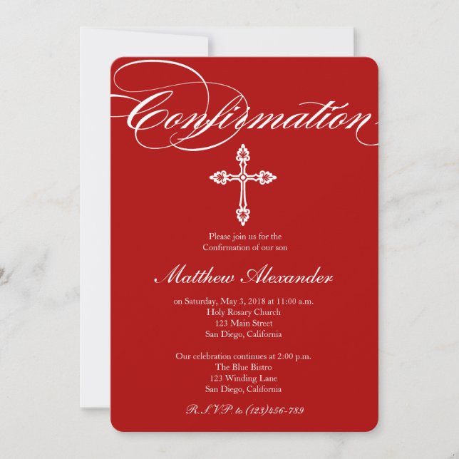 Modern Elegant Cross Confirmation Invitation (Front)