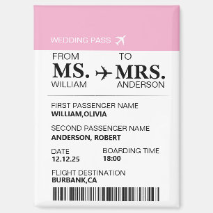 Modern Elegant Custom Bride To Be Boarding Pass Magnet
