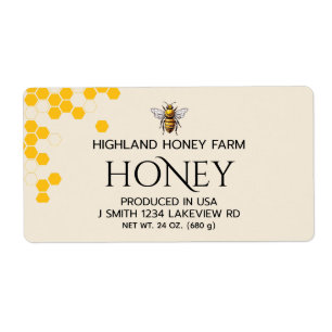Modern Elegant Custom Honey Labels