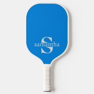 Modern Elegant Custom Initial Name Light Blue Pickleball Paddle