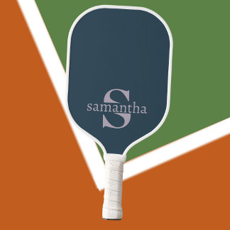 Modern Elegant Custom Initial Name Luxury Grey Pickleball Paddle