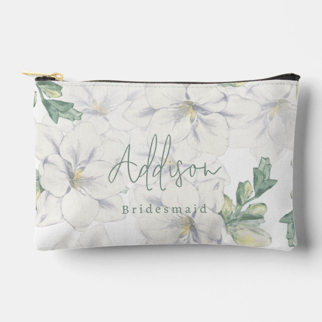 Modern Elegant Custom Name Script Bridesmaid  Accessory Pouch (Front)