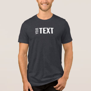 Modern Elegant Custom Name Text Mens Black Heather Tri-Blend Shirt