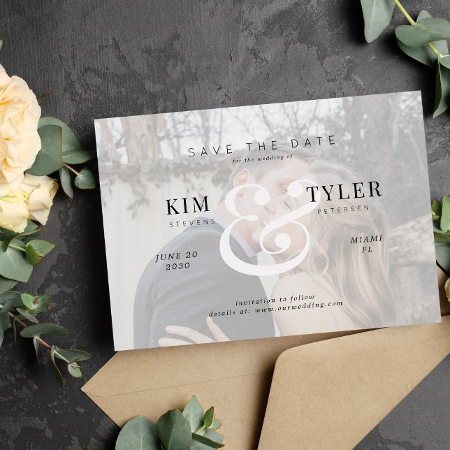 Modern elegant custom photo overlay wedding save the date (Creator Uploaded)