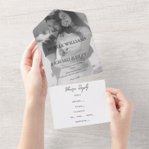 Modern Elegant Custom Photo Wedding All In One Invitation