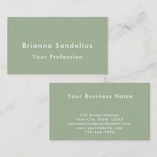 Modern Elegant Custom Sage Green Professional Business Card