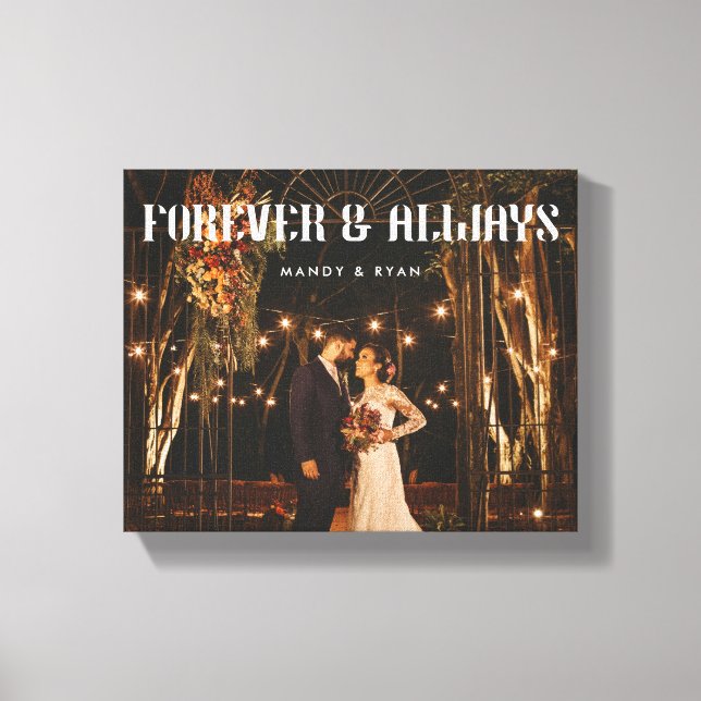 Modern Elegant Custom Wedding Couple Photo  Canvas Print (Front)