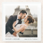 Modern Elegant Custom Wedding Photo Glass Coaster<br><div class="desc">Modern Elegant Custom Wedding Photo Glass Coaster</div>