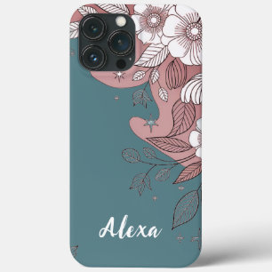 Modern elegant cute girly simple florals iPhone 13 pro max case