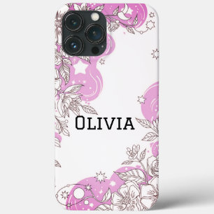 Modern elegant cute girly simple florals iPhone 13 pro max case