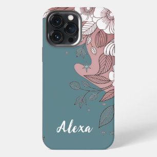 Modern elegant cute girly simple florals iPhone 13 pro max case