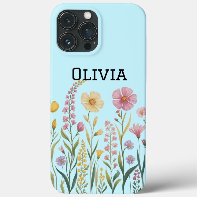 Modern elegant cute girly simple wildflowers  Case-Mate iPhone case (Back)