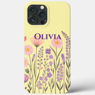 Modern elegant cute girly simple wildflowers  iPhone 13 pro max case