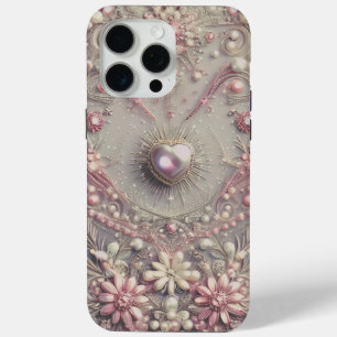 Modern elegant cute golden pearls Valentine’s Day iPhone 15 Pro Max Case
