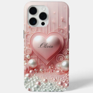 Modern elegant cute pink golden pearls  iPhone 15 pro max case