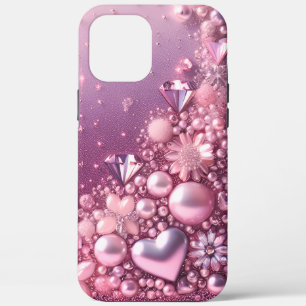 Modern elegant cute purple pearls Valentine’s Day iPhone 12 Pro Max Case