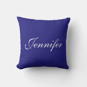 Modern Elegant Cute Unique Blue Calligraphy Throw Pillow