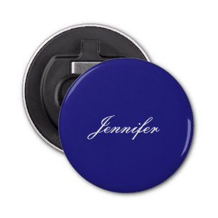 Modern Elegant Cute Unique Deep Blue Calligraphy Bottle Opener