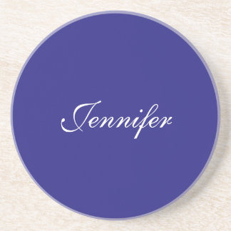 Modern Elegant Cute Unique Deep Blue Calligraphy Coaster