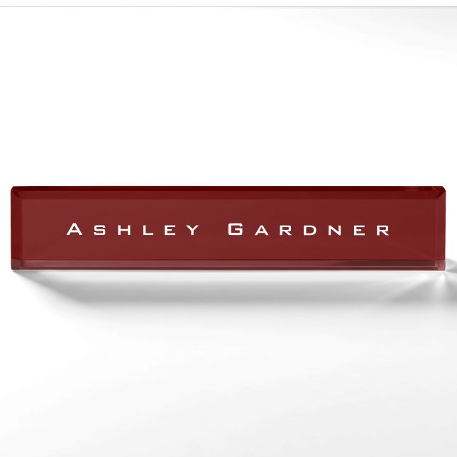 Modern Elegant Cute Unique Stylish Dark Red Colour Nameplate (Front)