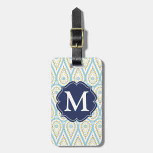 Modern Elegant Damask Blue Paisley Personalized Luggage Tag