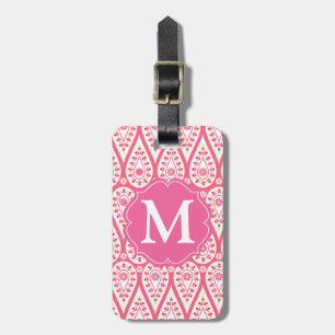 Modern Elegant Damask Pink Paisley Personalized Luggage Tag