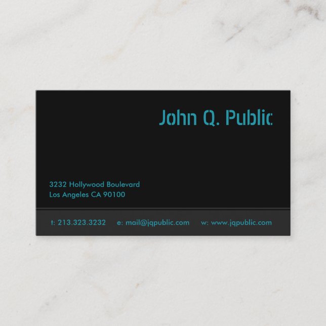 Modern Elegant Dark Black Business Card (Front)