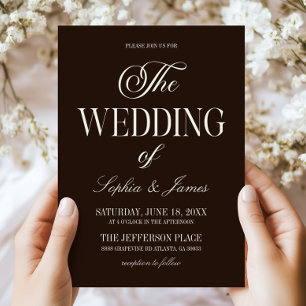Modern Elegant Dark Expresso Brown Ivory Wedding Invitation