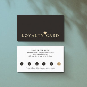 Modern Elegant Dark faux Gold Heart Beauty Loyalty Card