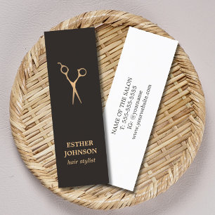 Modern Elegant Dark Faux Gold Scissor Mini Business Card