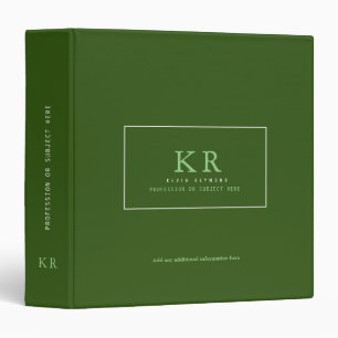 modern & elegant dark-green monogrammed binder